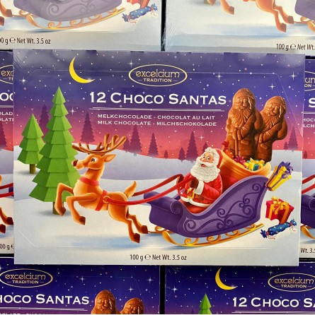 Coffret De 12 Pères-Noël En Chocolat Au Lait